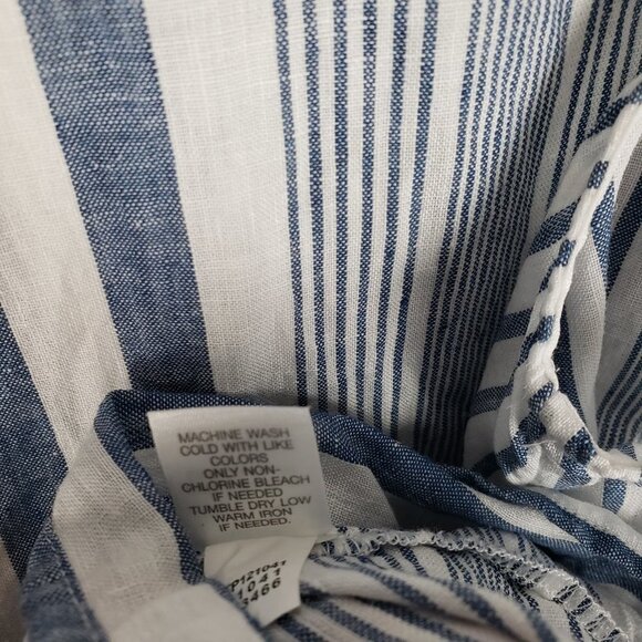 J Jill Love Linen Blue White Cabana Stripe Sleeveless Tank Top Womens Size Small - Picture 6 of 6
